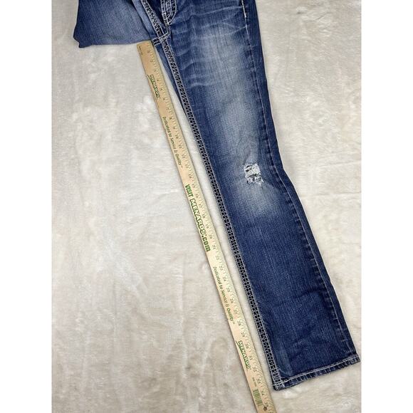 BKE Payton Jeans Y2K Blue 28L Thick Stitch Boot 28 X 33.5 Cotton Blend EUC - Picture 5 of 8